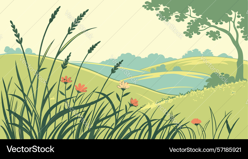 Rustic river landscape design generative ai Vector Image