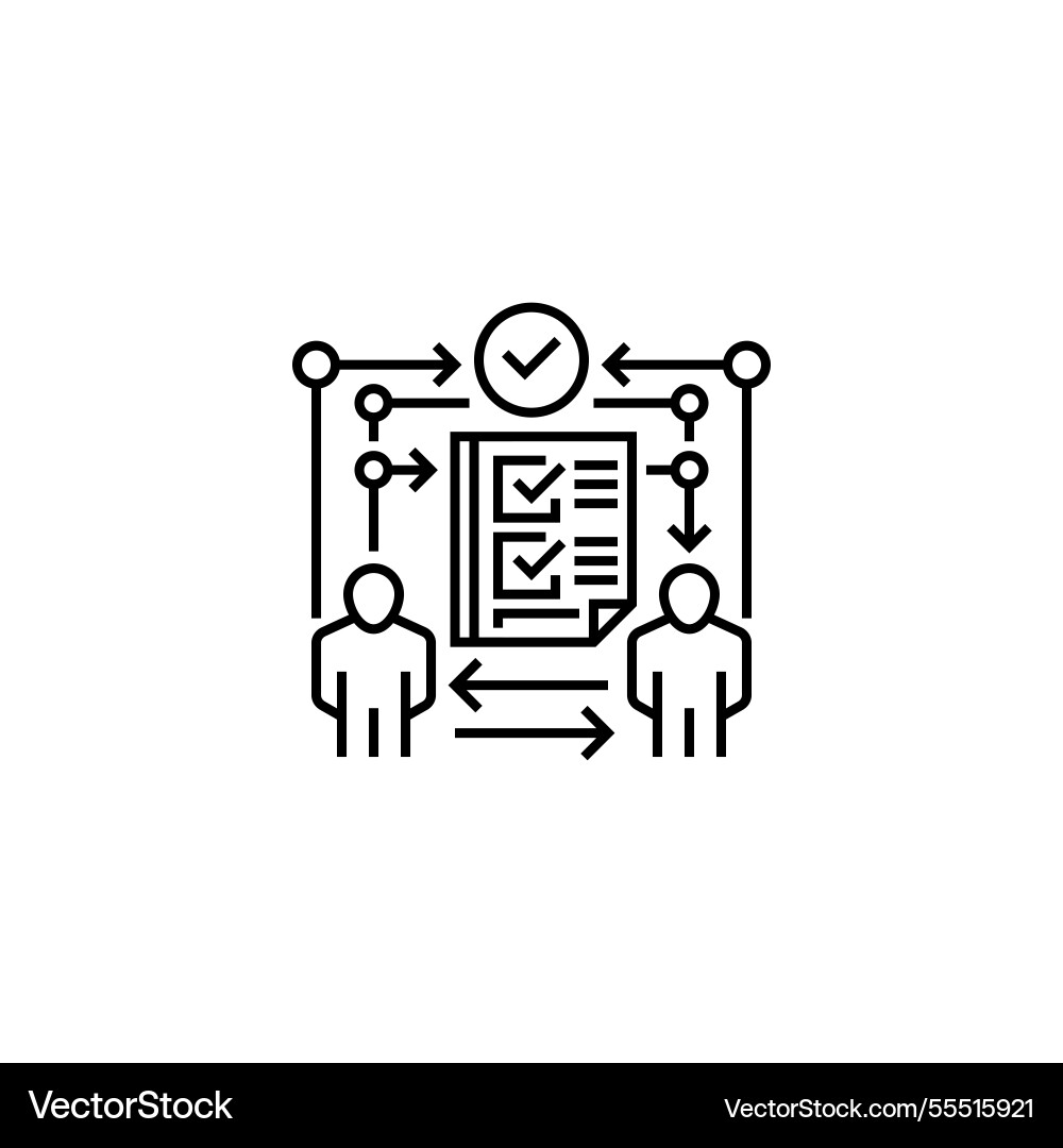 Task delegation outline icon linear style sign Task delegation outline icon linear style sign vector image