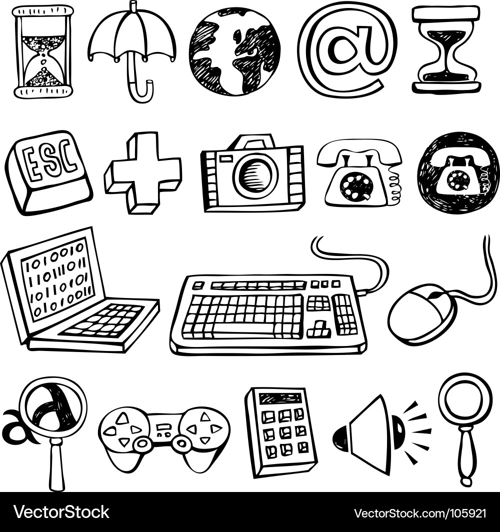 Tech Symbols Sketch Vector Image