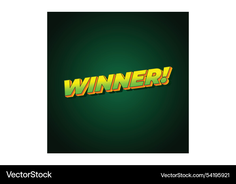 Winner text effect with modern color in 3d style Vector Image