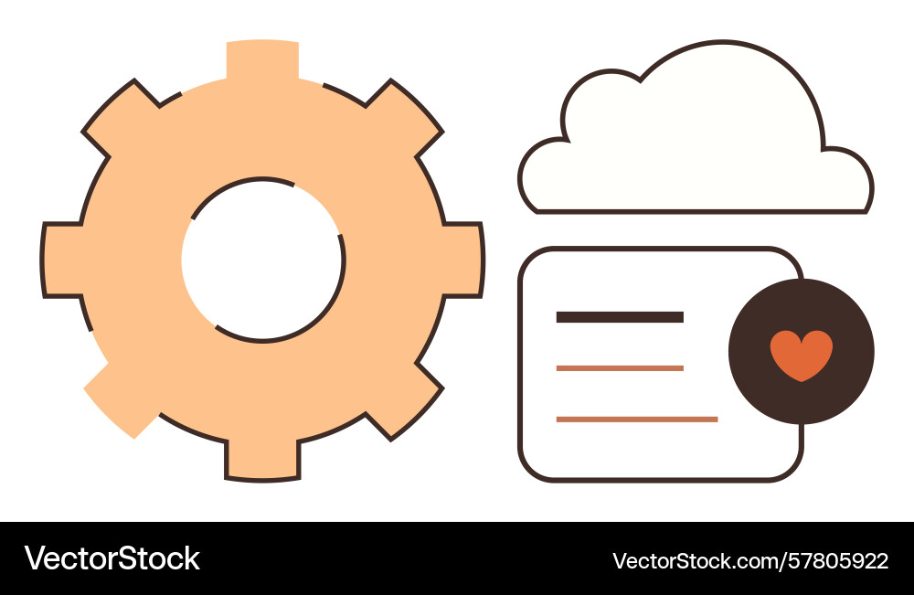 Cloud storage and data synchronization with gear vector image