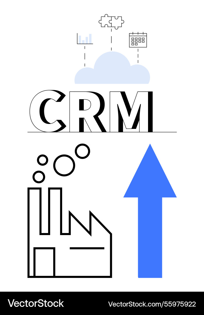 Crm concept with cloud computing icons factory Crm concept with cloud computing icons factory vector image