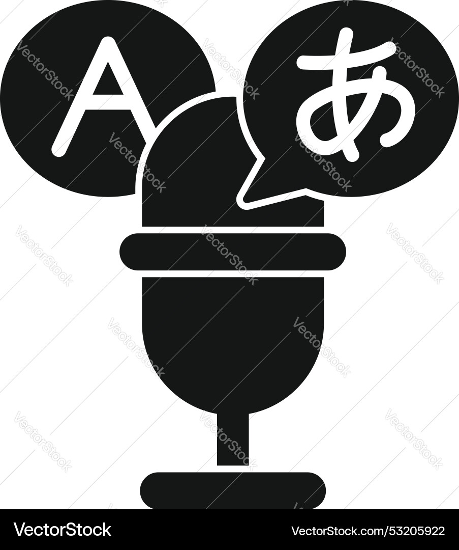 Microphone translating languages with speech Microphone translating languages with speech vector image