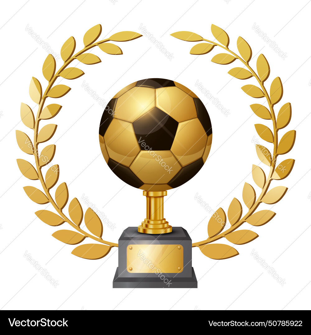 Realistic gold soccer ball trophy Royalty Free Vector Image