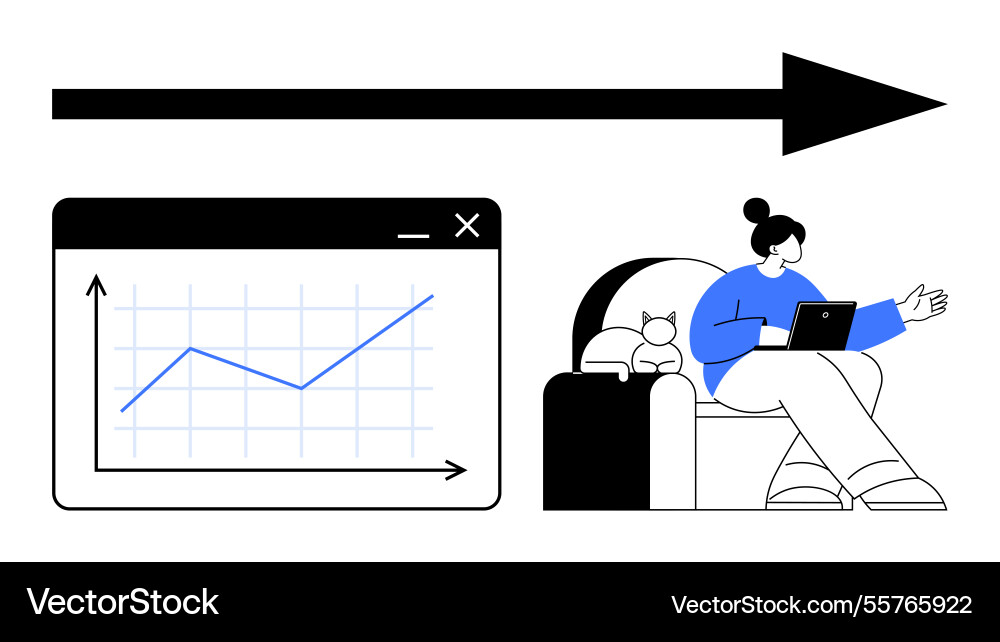 Remote work productivity with data visualization Vector Image