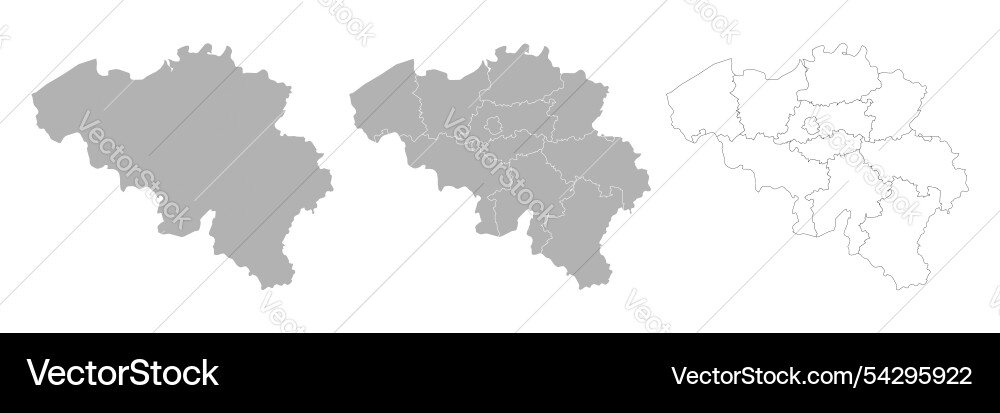 Set of belgium maps with main map and regional Vector Image