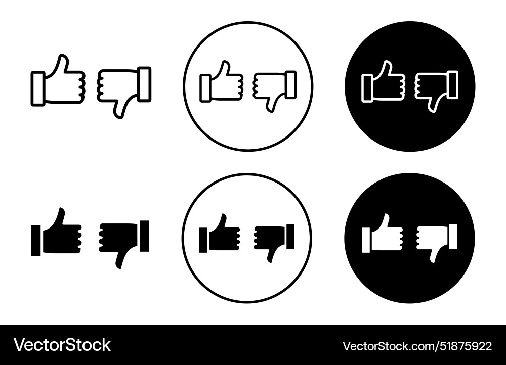 Thumbs up and down icon outline flat Royalty Free Vector
