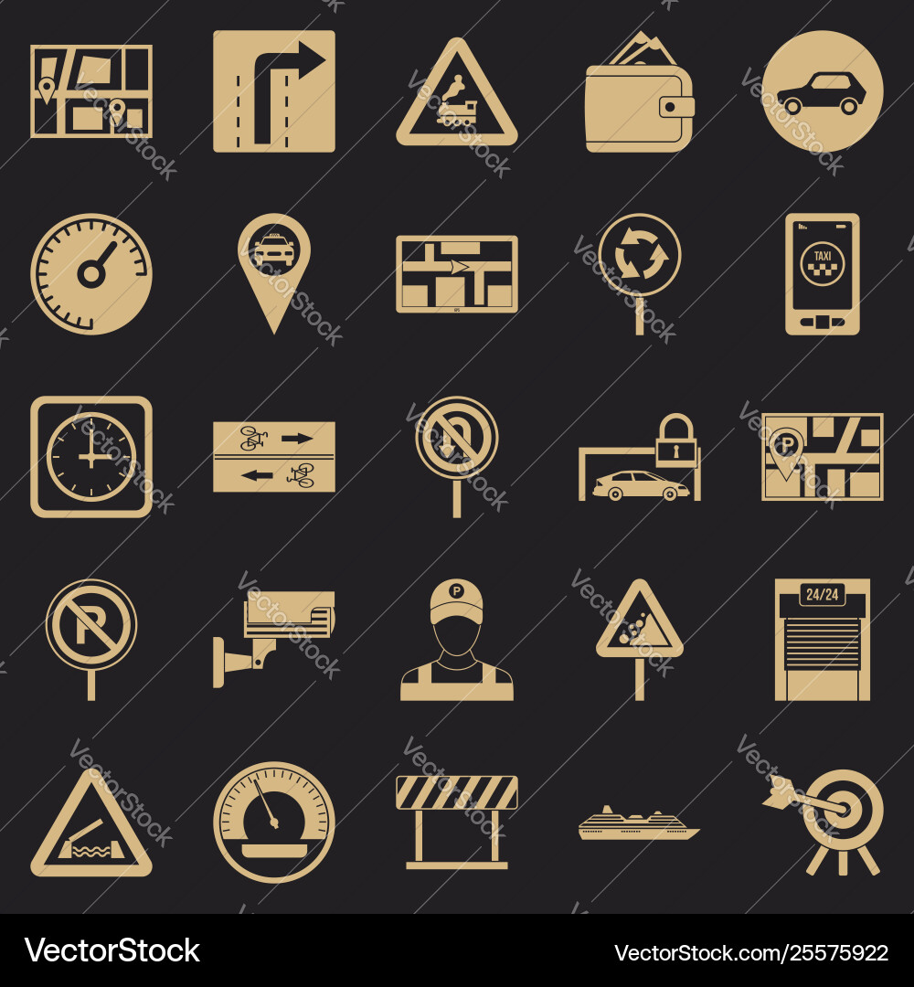 Traffic icons set simple style Vector Image