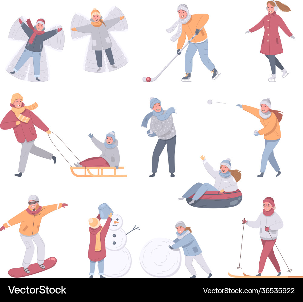 Winter activities icon set vector image