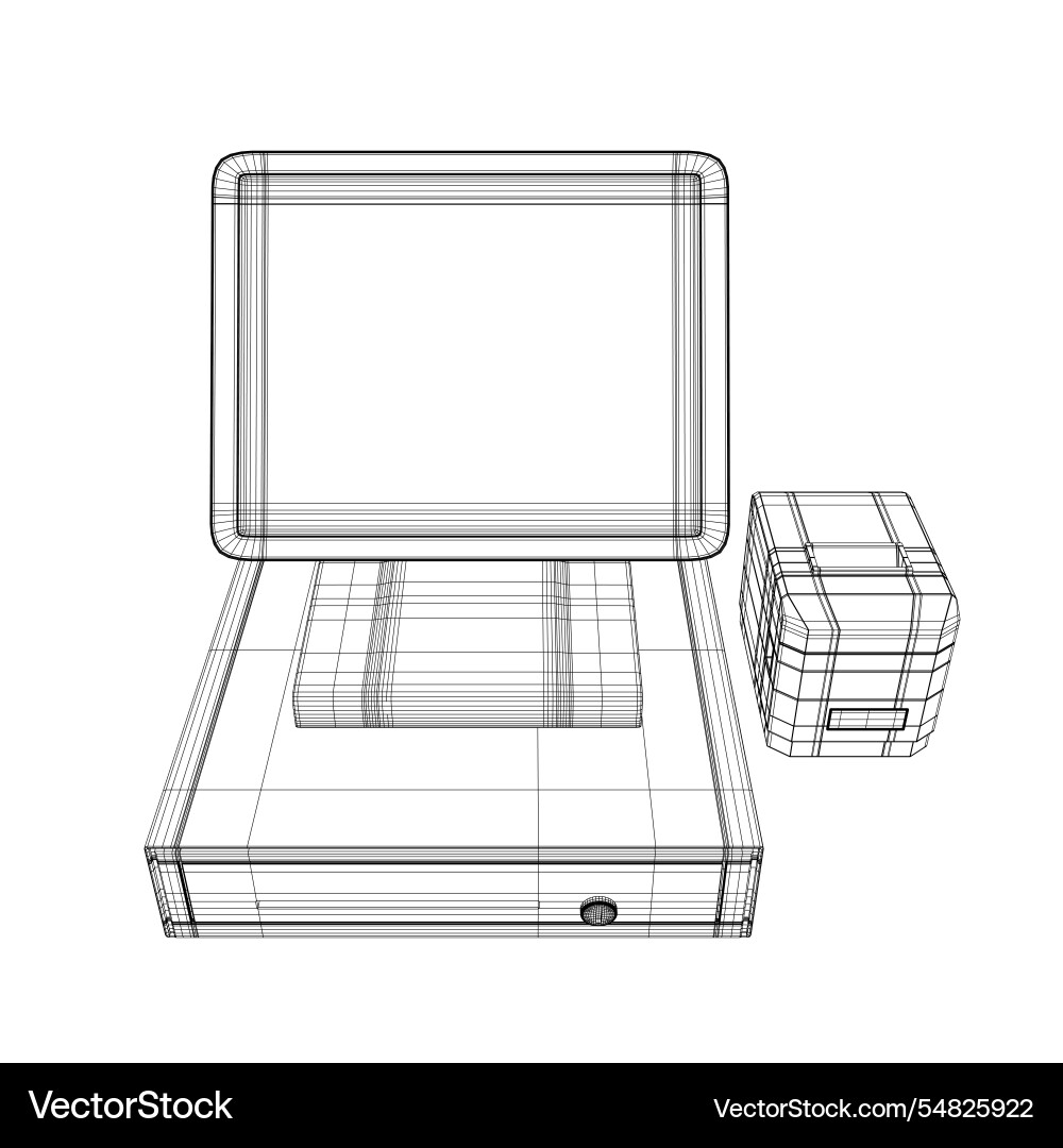 Wireframe der Kasse mit Barcodeleser Wireframe der Kasse mit Barcodeleser vektorbild