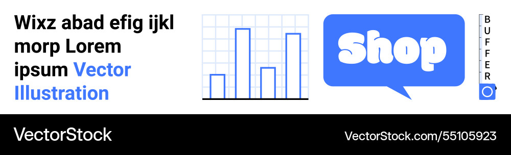 Bar chart graphic with shop button and abstract Bar chart graphic with shop button and abstract vector image