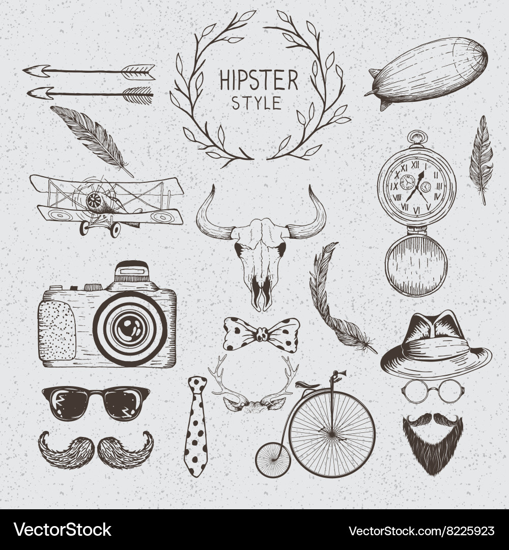 Collection of the monochrome objects vector image