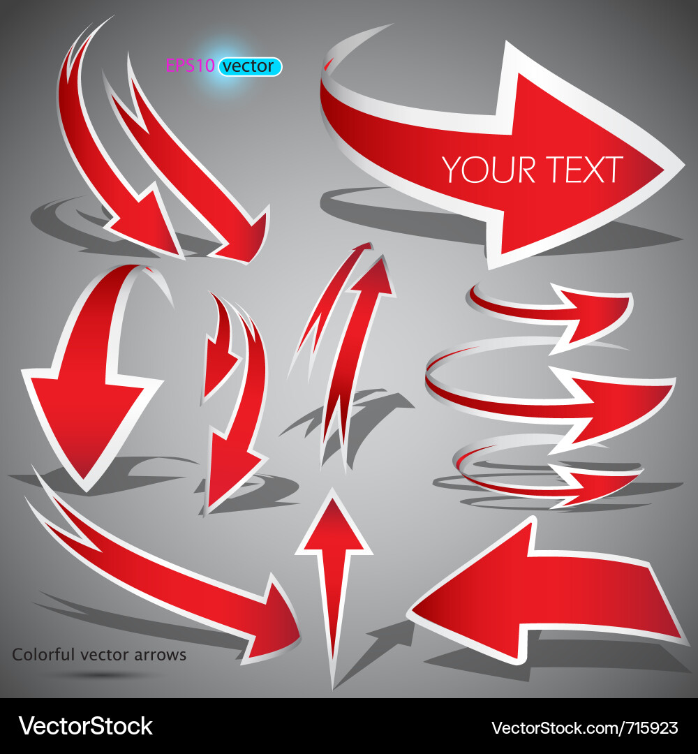 Dynamic Red Arrows on Grey Vector Image
