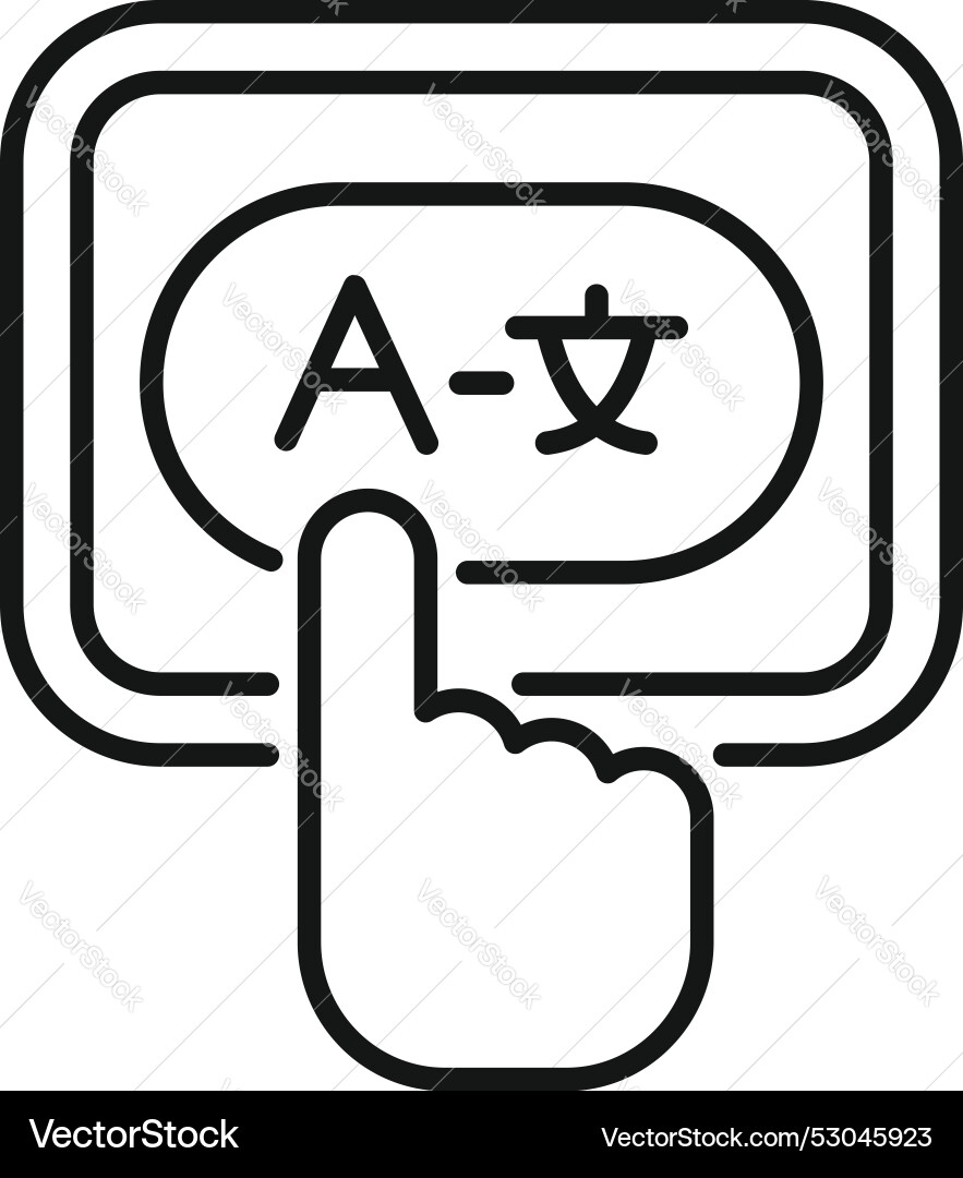Hand choosing language option on tablet interface Hand choosing language option on tablet interface vector image