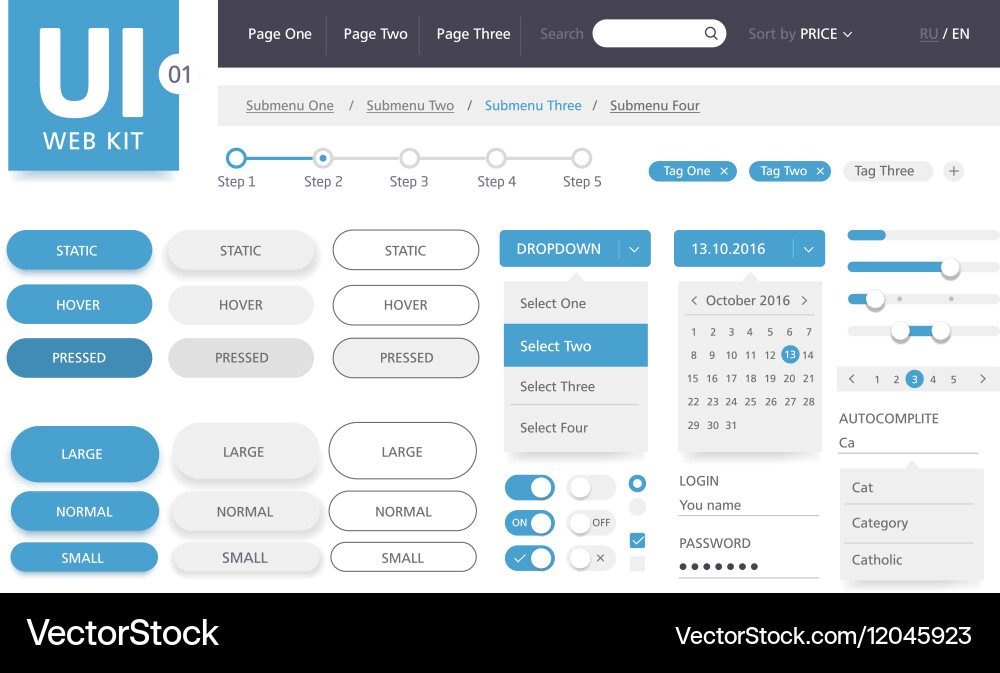 Modern UI Kit - Web Template vector image