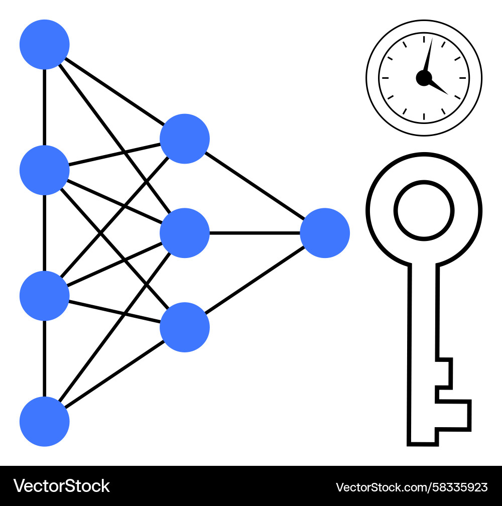 Neural Network with Time & Data Vector Image