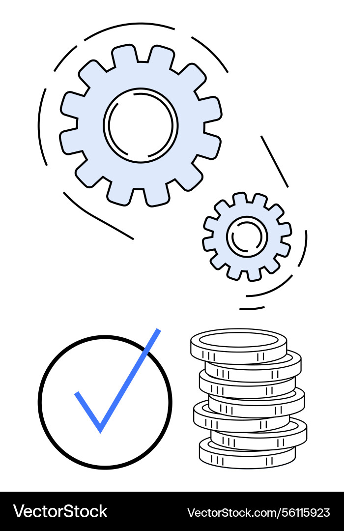 Optimization and efficiency with gears checkmark Optimization and efficiency with gears checkmark vector image