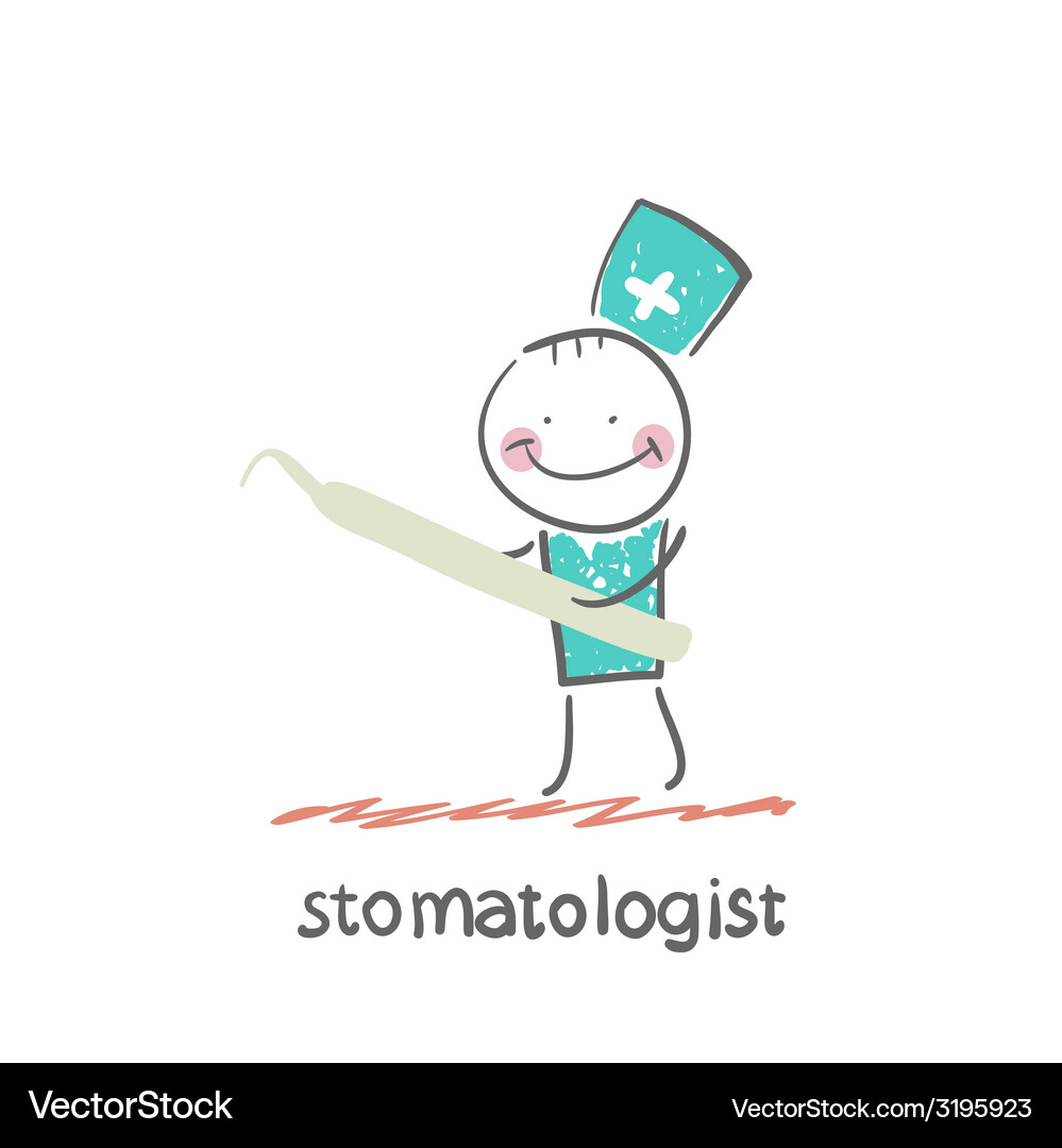 Stomatologist with a tool for the treatment Vector Image