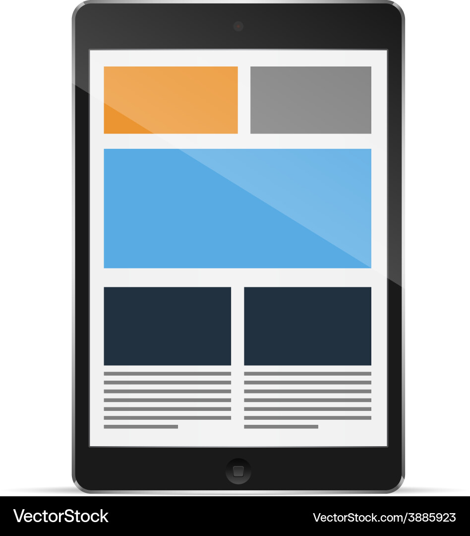 Tablet with responsive grid layout vector image
