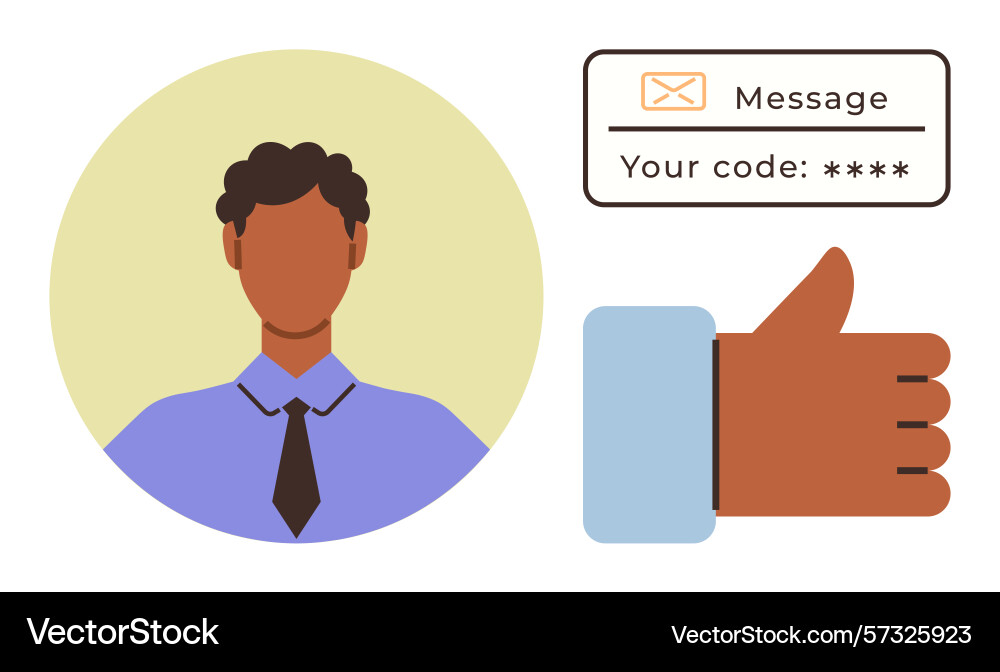 User profile verification with authentication code Vector Image