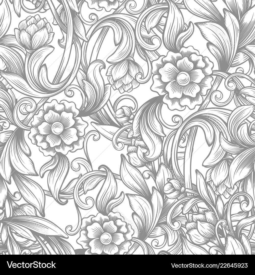 Vintage baroque seamless pattern Royalty Free Vector Image