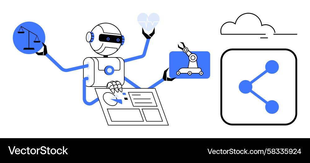 AI Robot Task Management Vector Image