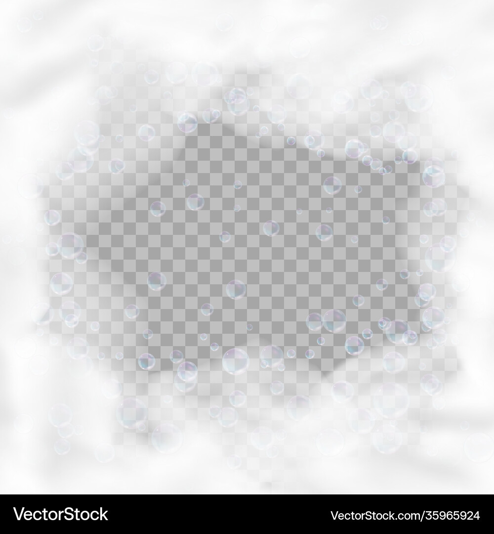 Bath foam square frame with bubbles isolated Bath foam square frame with bubbles isolated vector image
