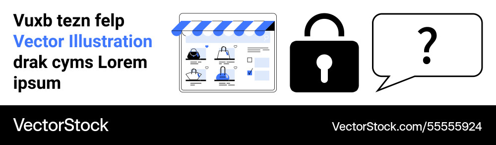 Digital storefront with products secure lock Digital storefront with products secure lock vector image