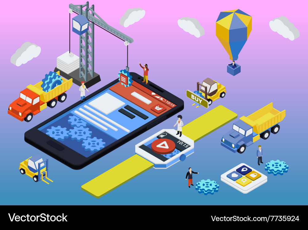 Flat app development vector image