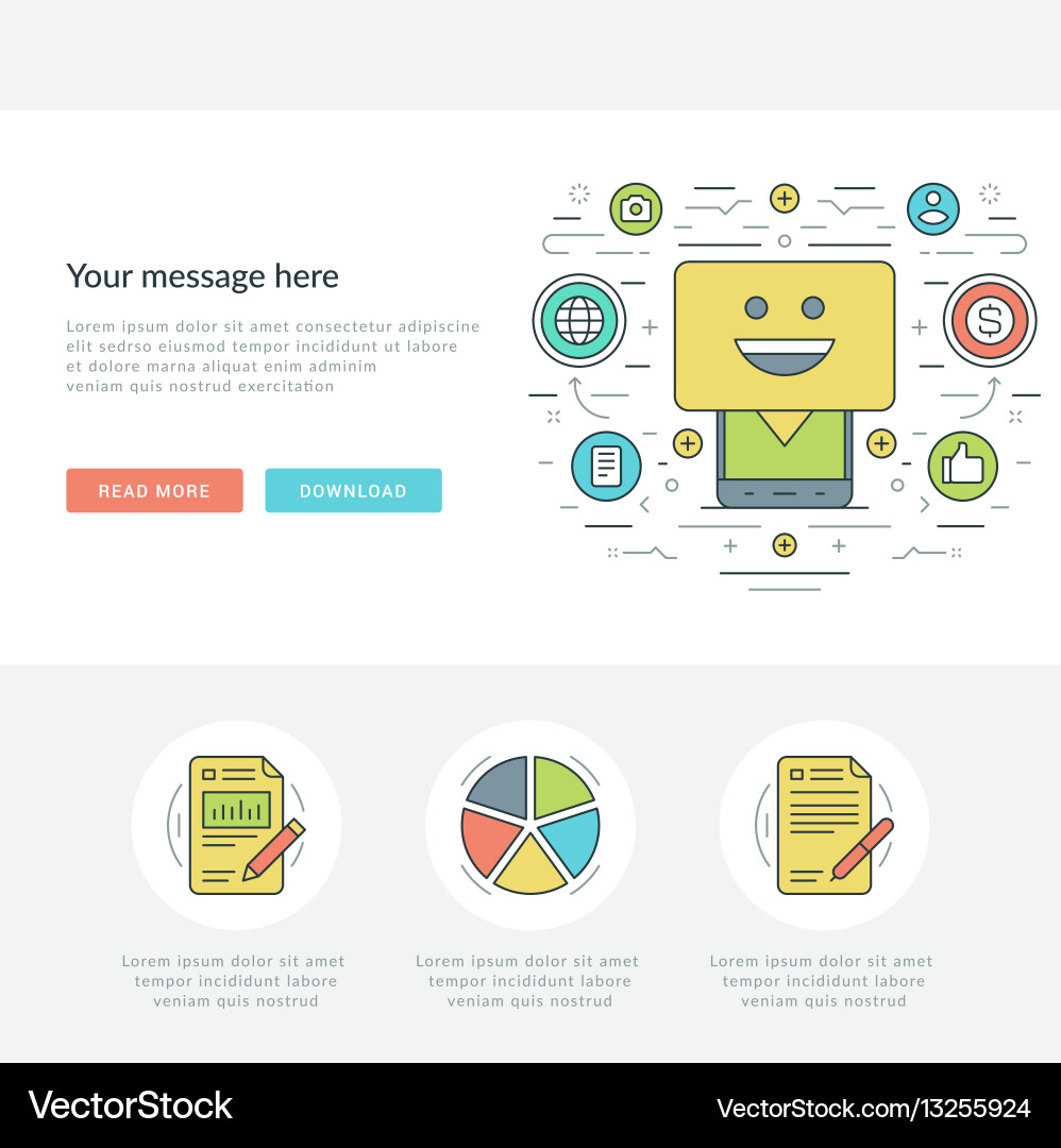 Flat line business concept web site header vector image