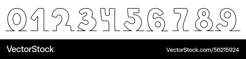 Numbers one continuous line drawing set Vector Image