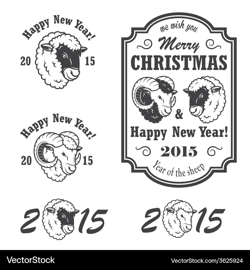 Set of new year and christmas emblems vector image