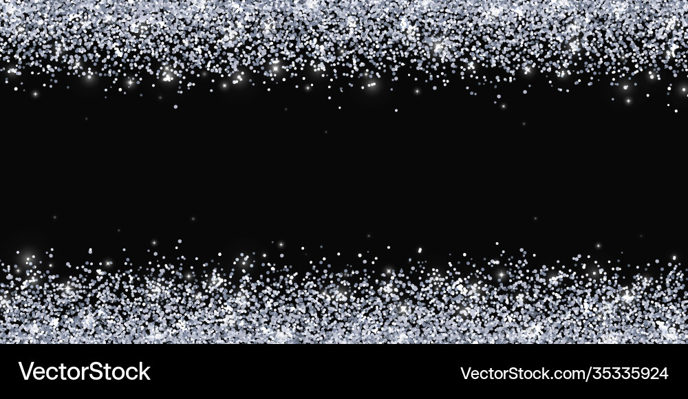 Silver glitter wide border placer on black Silver glitter wide border placer on black vector image