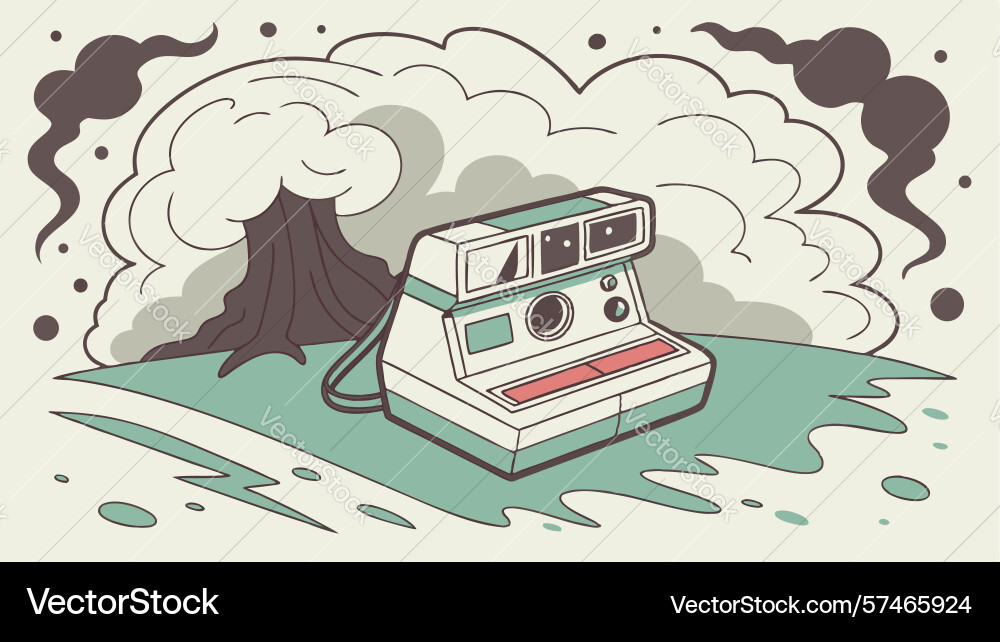 Vintage camera capturing a fading memory scene Vector Image