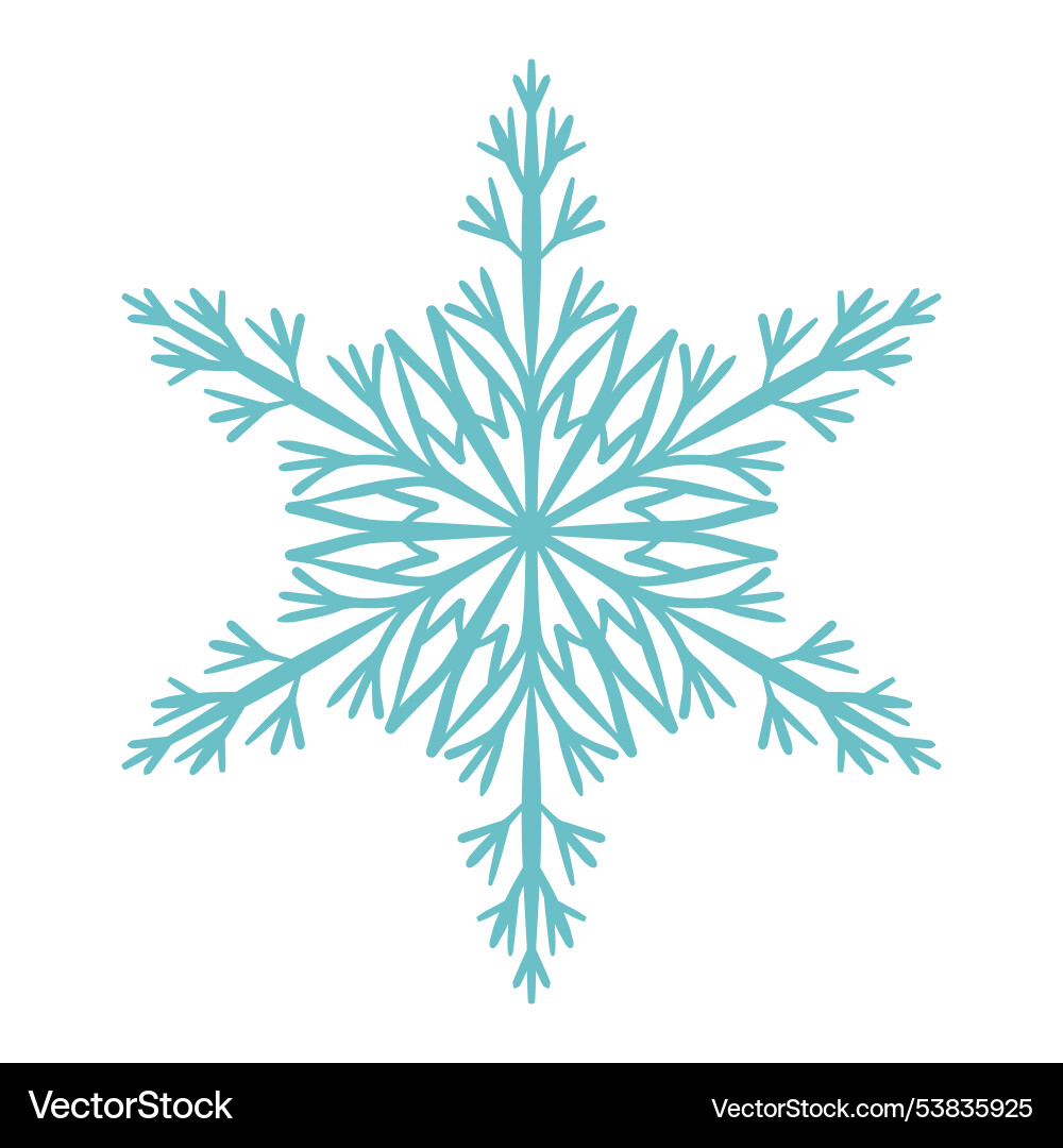 Blue template snowflake with shadow isolated Vector Image