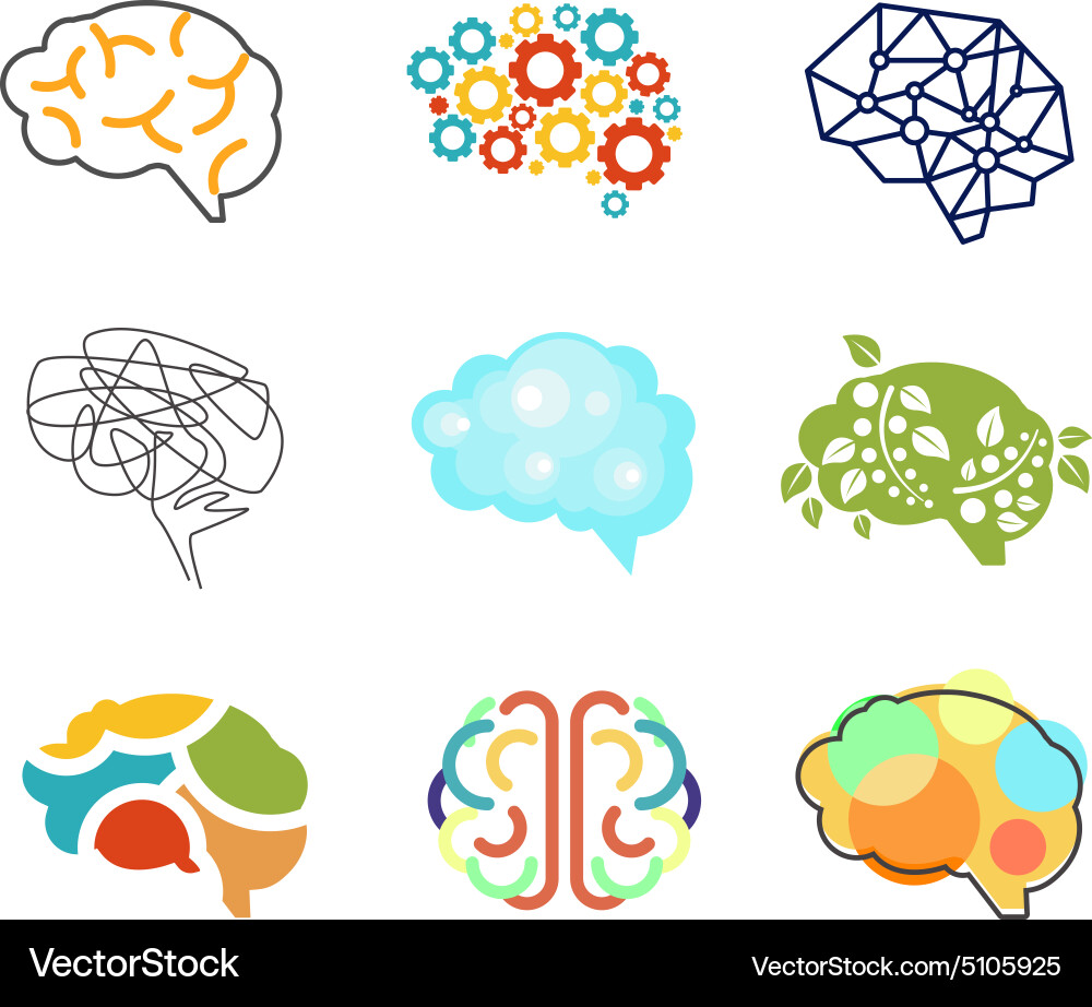 Brain Icon Set Royalty Free Vector Image - VectorStock
