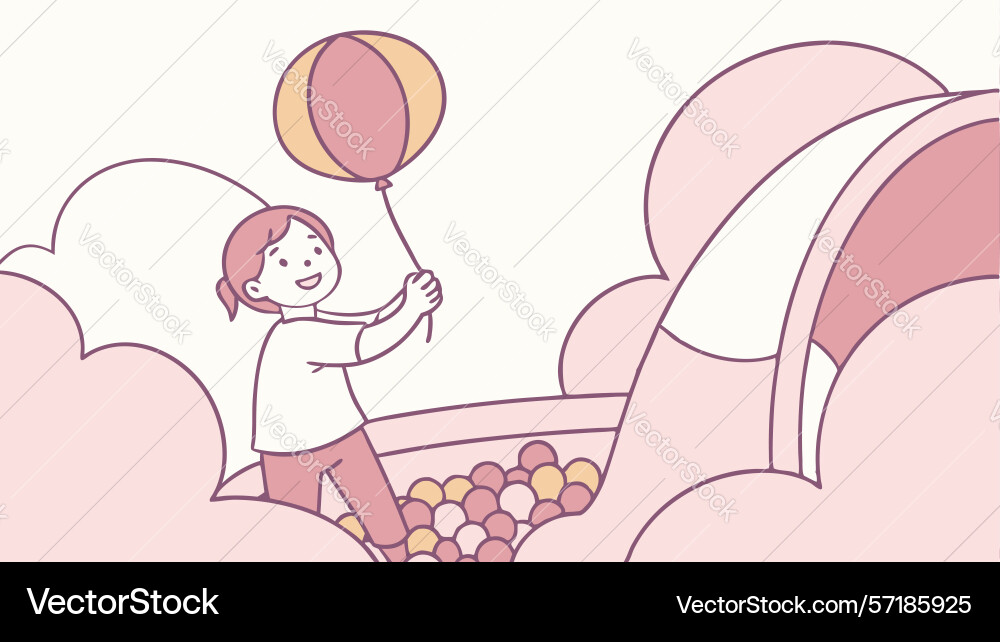 Child playing with a balloon in pool design Vector Image