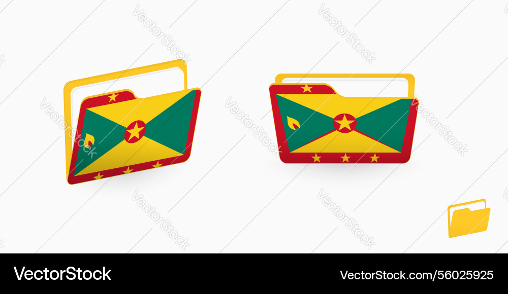 Grenada flag on two type of folder icon vector image