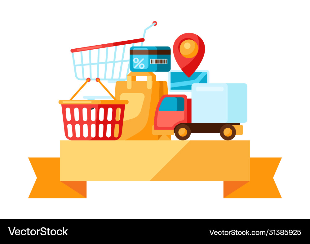 Grocery Store Background with Delivery Icons Vector Image