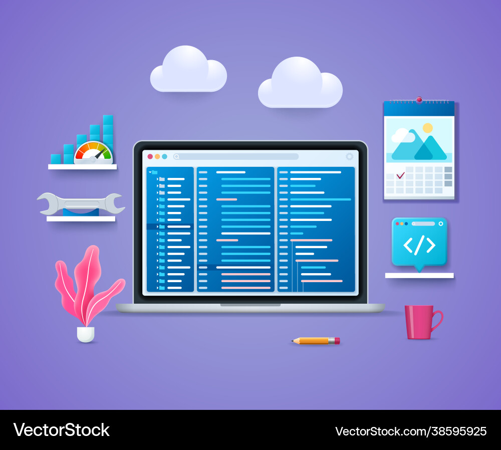 Programming in 3d style Programming in 3d style vector image