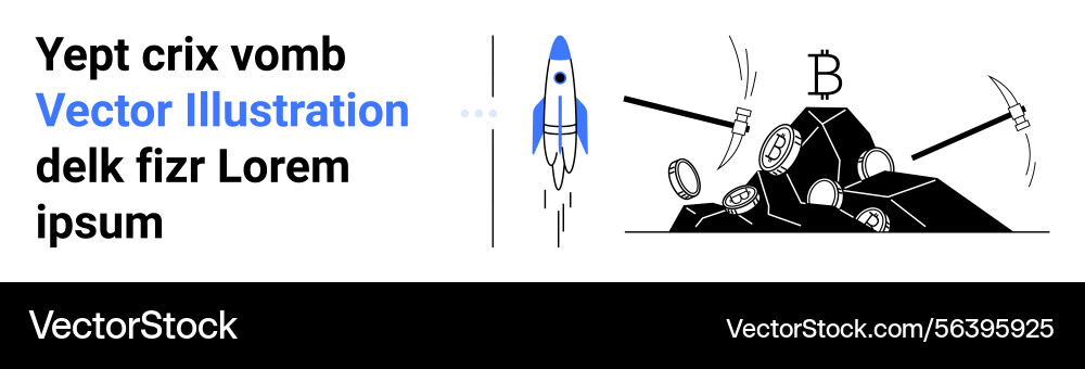 Rocket launch with cryptocurrency mining Rocket launch with cryptocurrency mining Vector Image