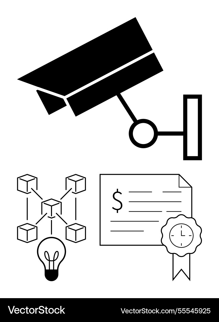 Security camera blockchain network diagram Security camera blockchain network diagram vector image