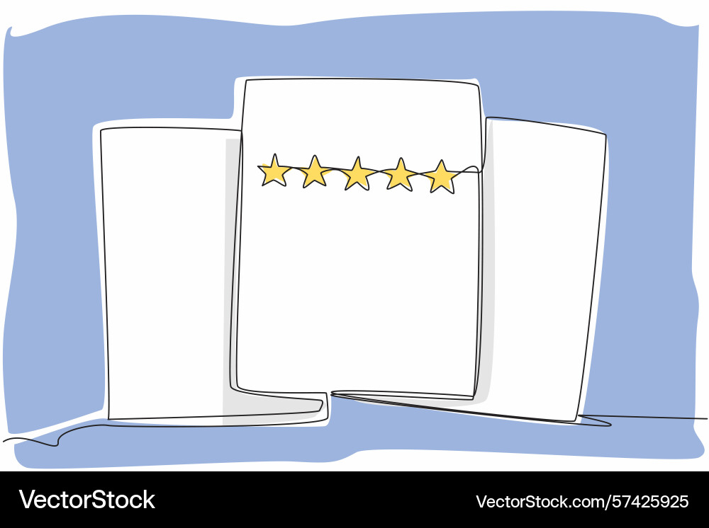 Single continuous line drawing 3 sheets of paper Single continuous line drawing 3 sheets of paper vector image