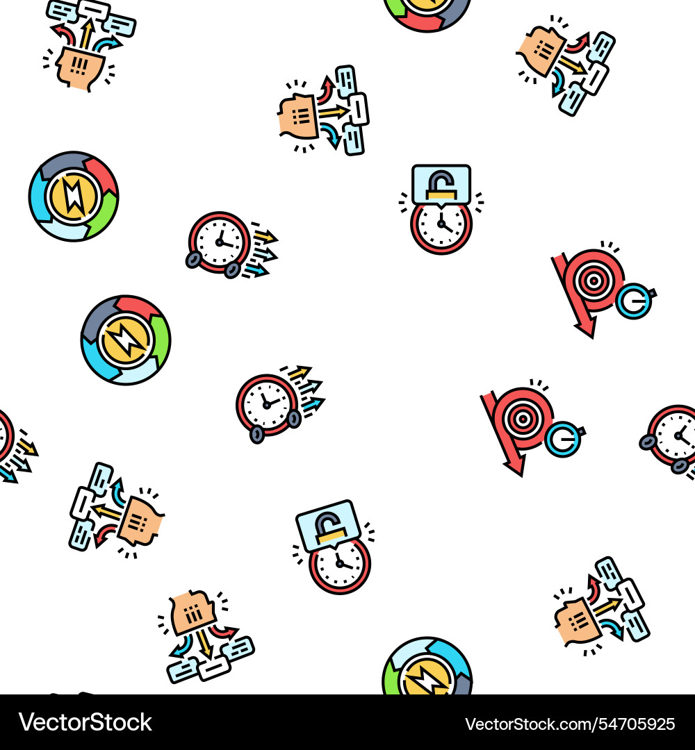 Time management clock work seamless pattern Time management clock work seamless pattern vector image