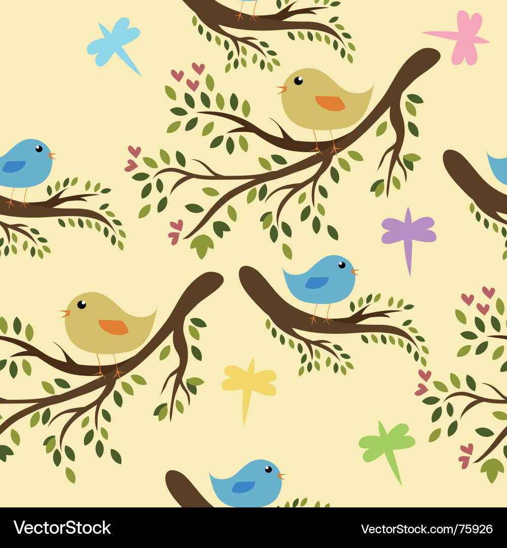 Charming Birds Pattern Vector Image