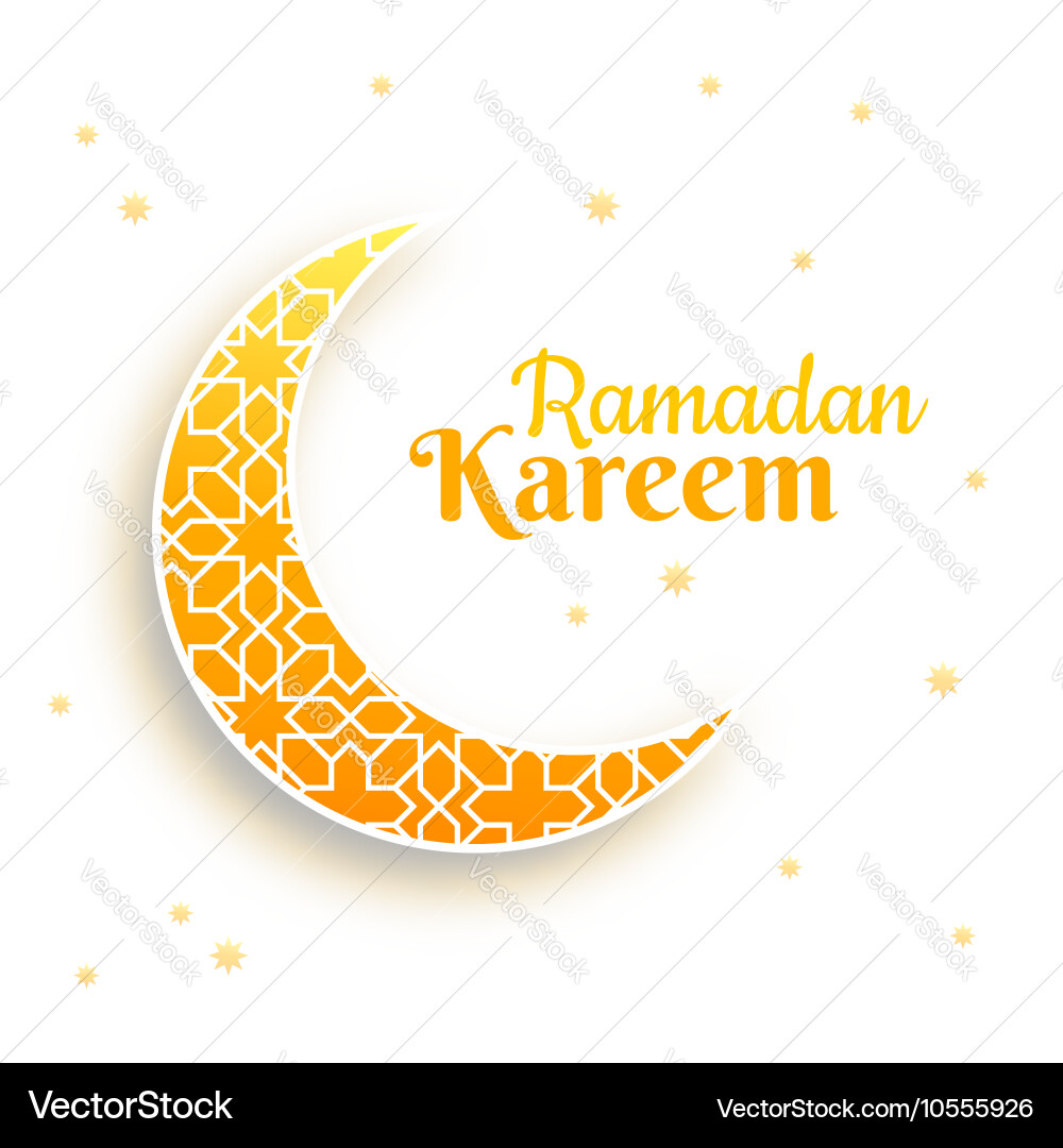 Eid mubarak greeting card crescent moon on white Vector Image
