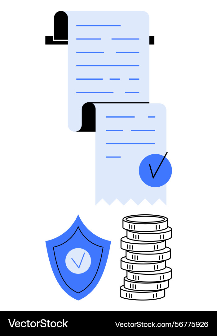 Financial document validation with security shield Financial document validation with security shield vector image