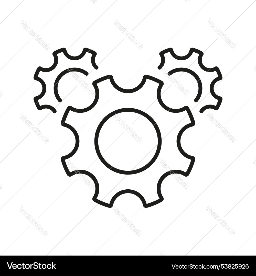 Gears line icon for settings and configuration Gears line icon for settings and configuration vector image