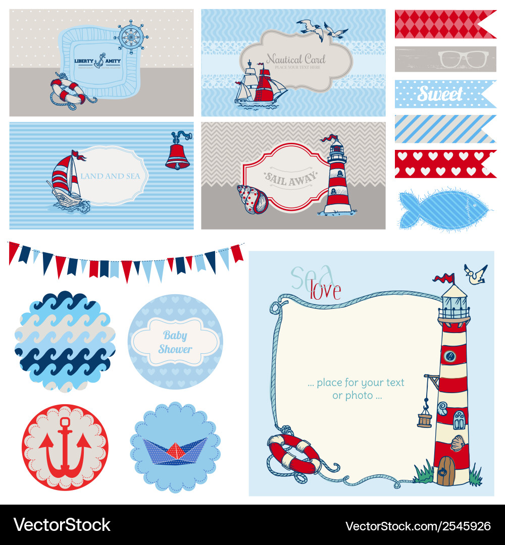 Nautical Baby Shower Decorations Vector Image