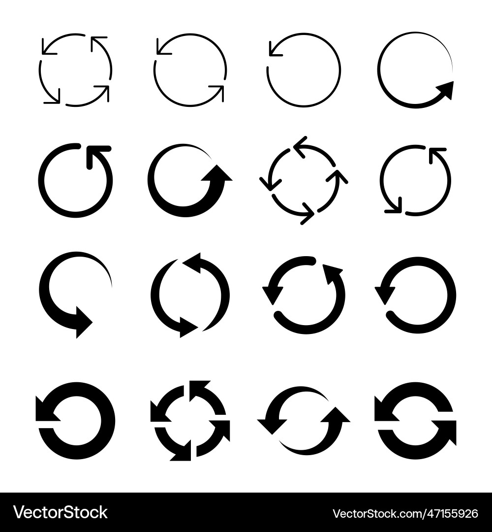 Refresh Circle Icons - Recycle & Circular Arrows vector image